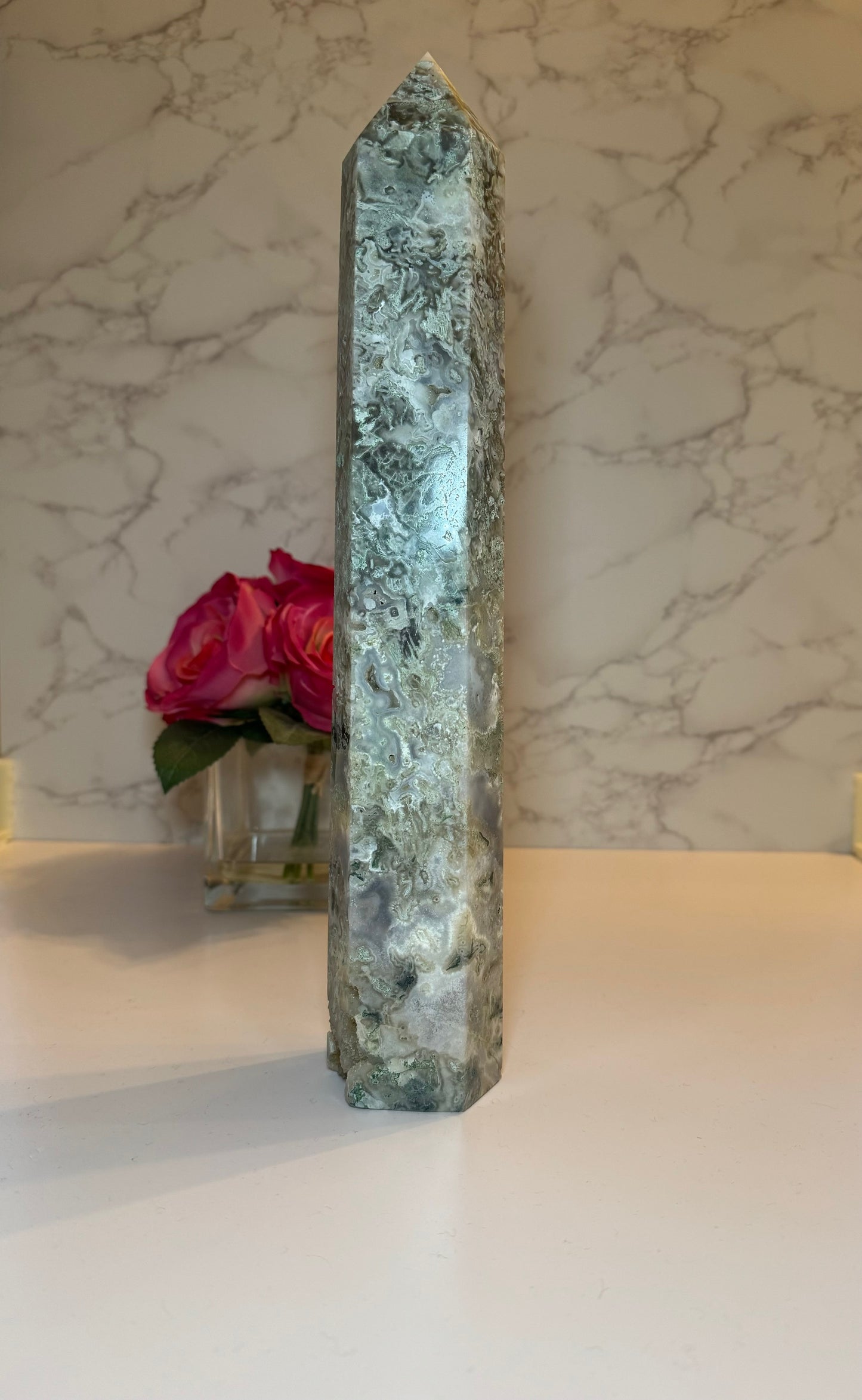 Druzy Moss Agate Tower