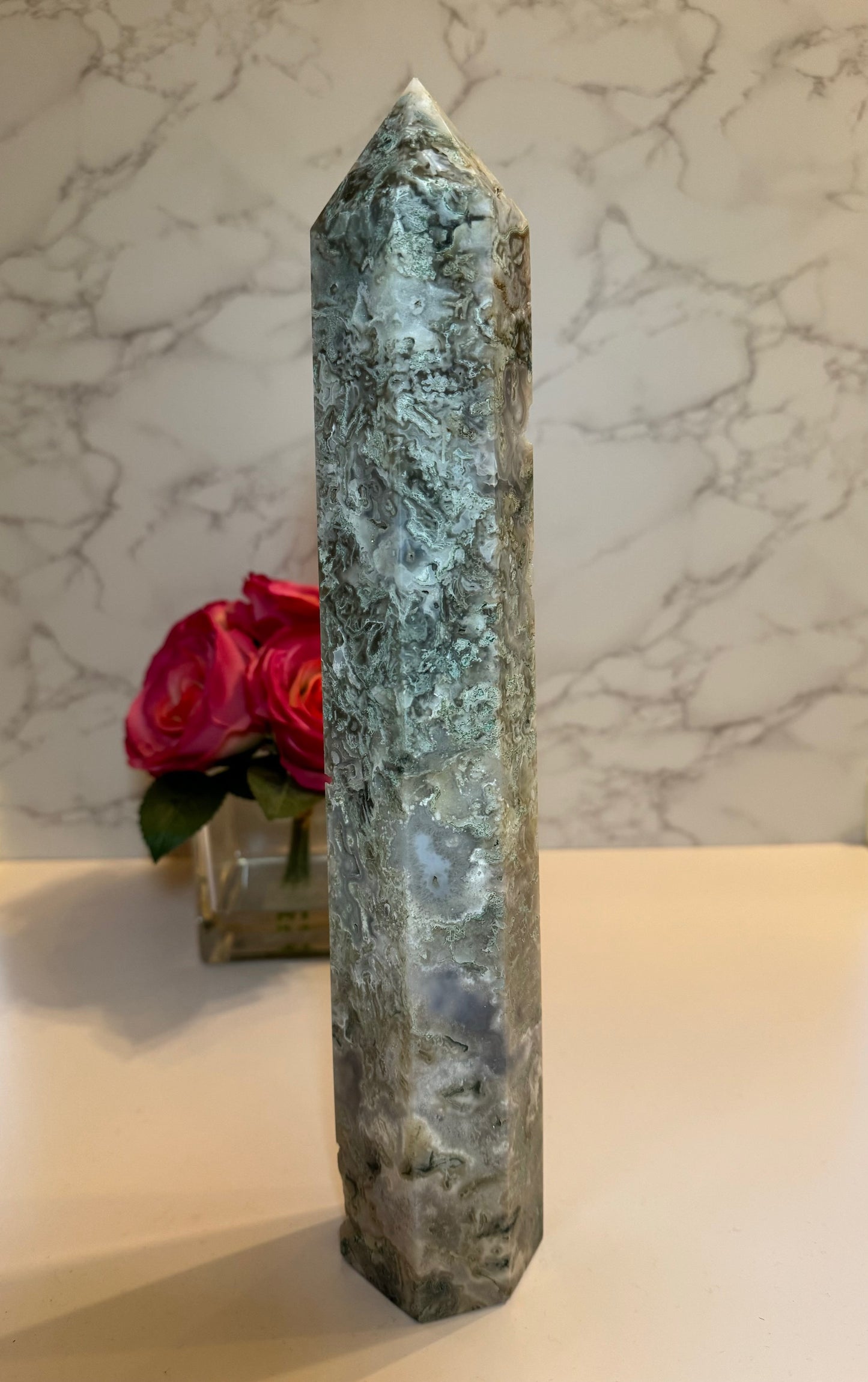 Druzy Moss Agate Tower