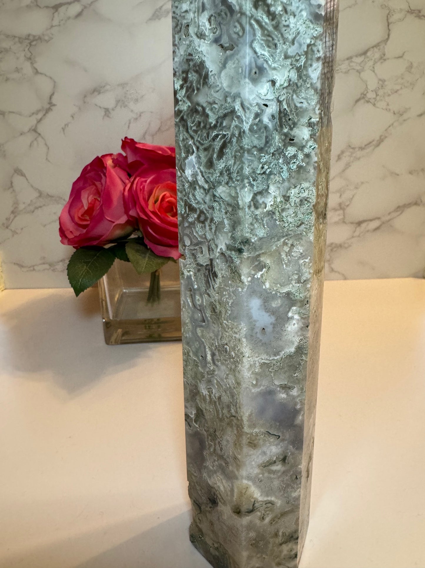 Druzy Moss Agate Tower