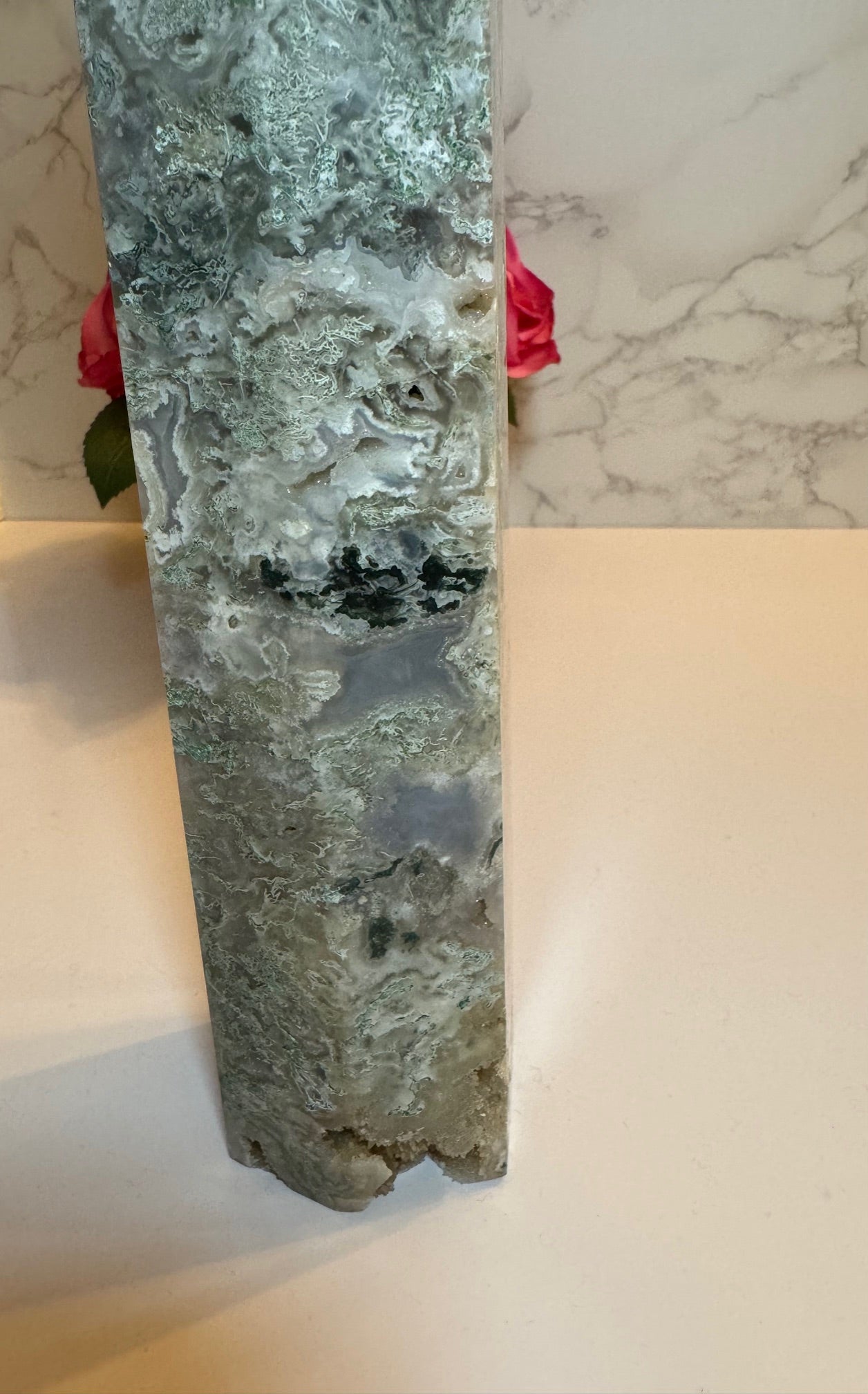 Druzy Moss Agate Tower