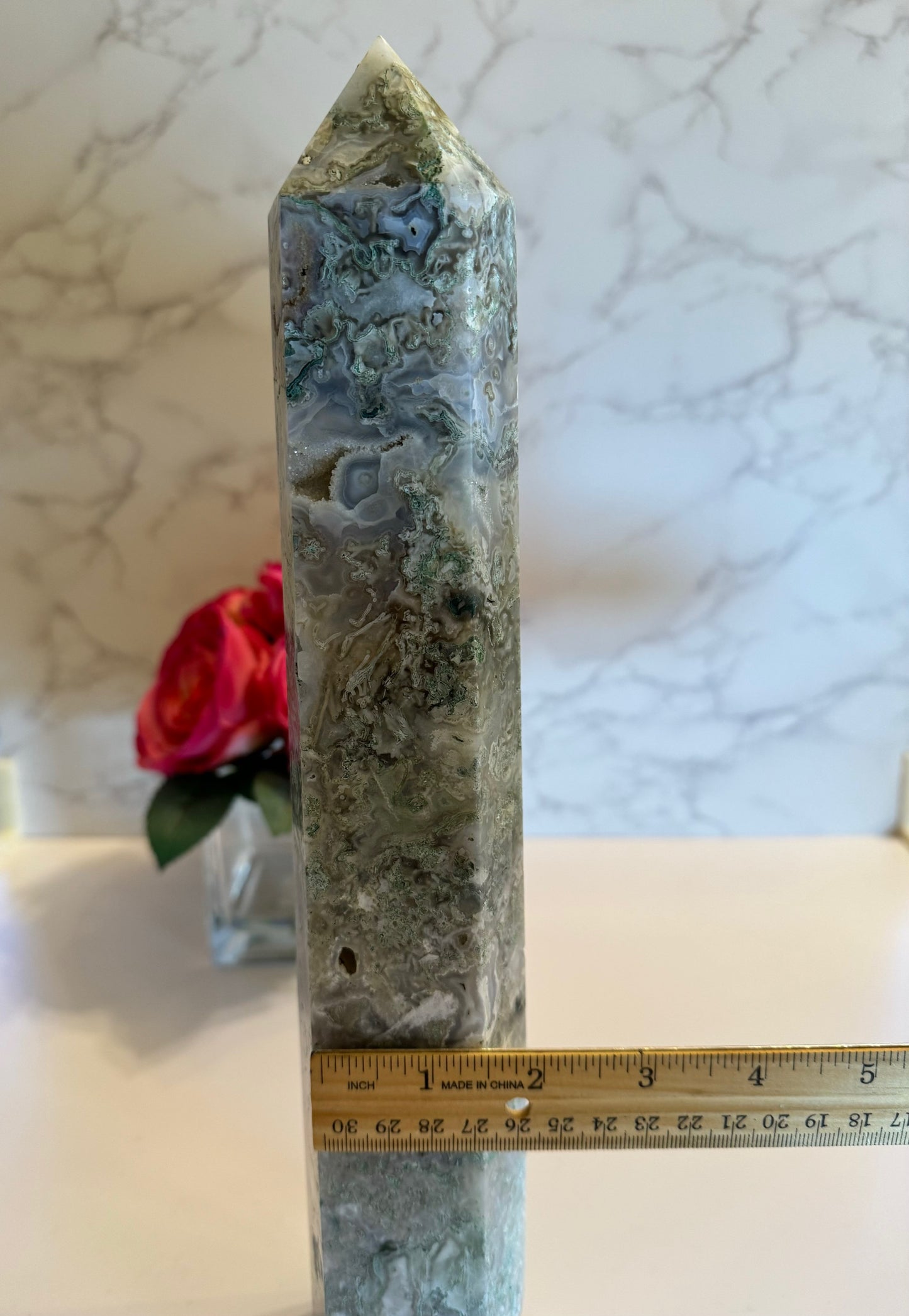 Druzy Moss Agate Tower