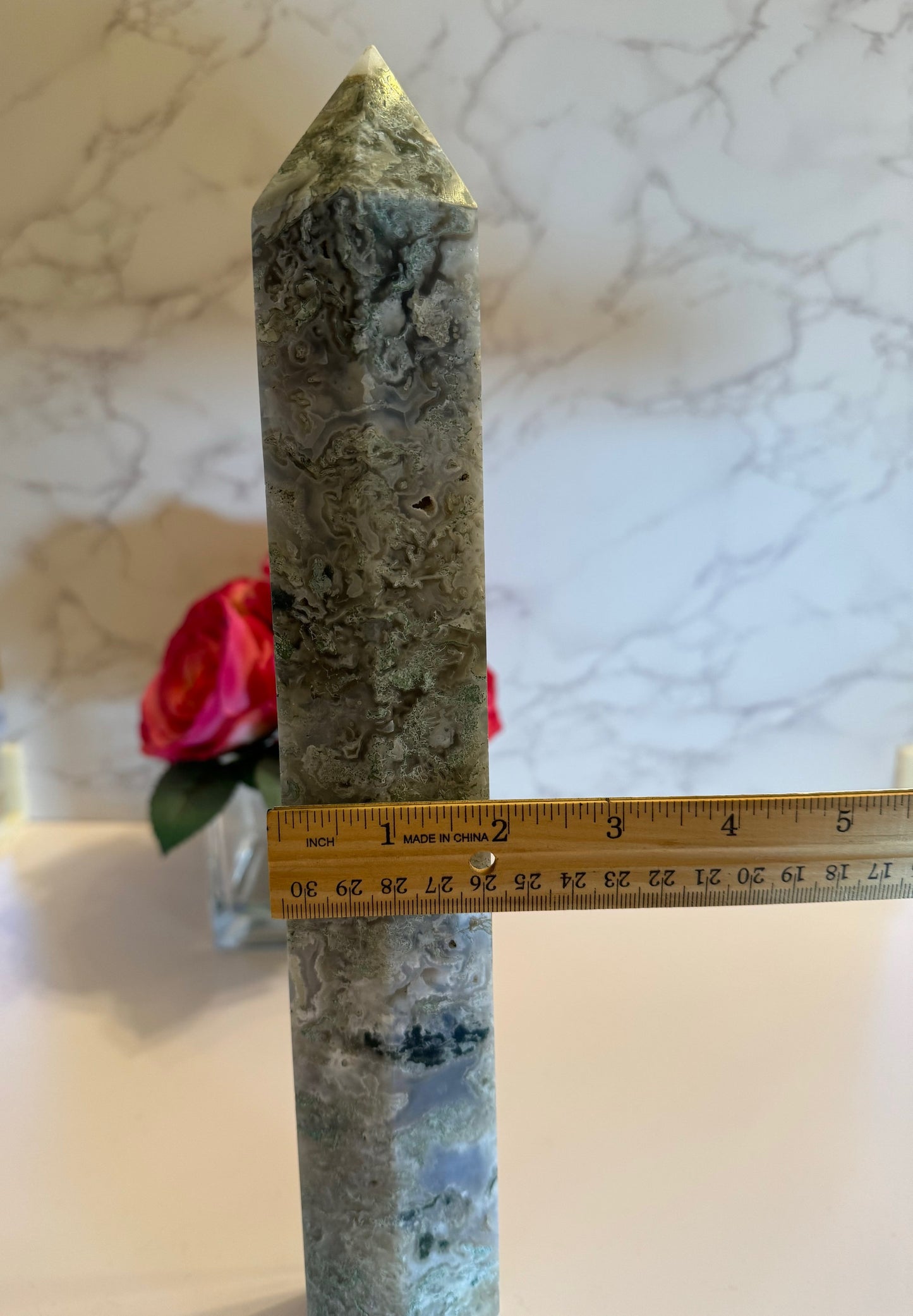 Druzy Moss Agate Tower
