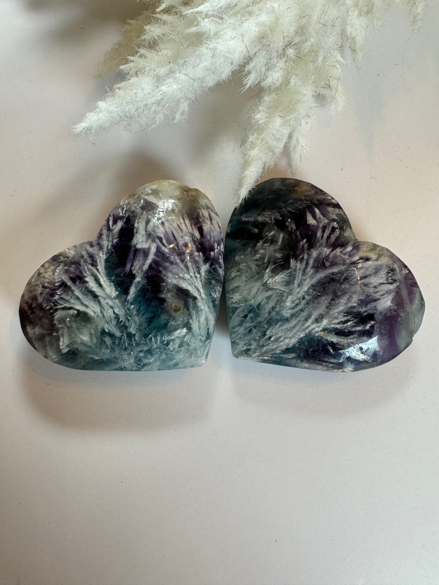 Feather Fluorite Hearts