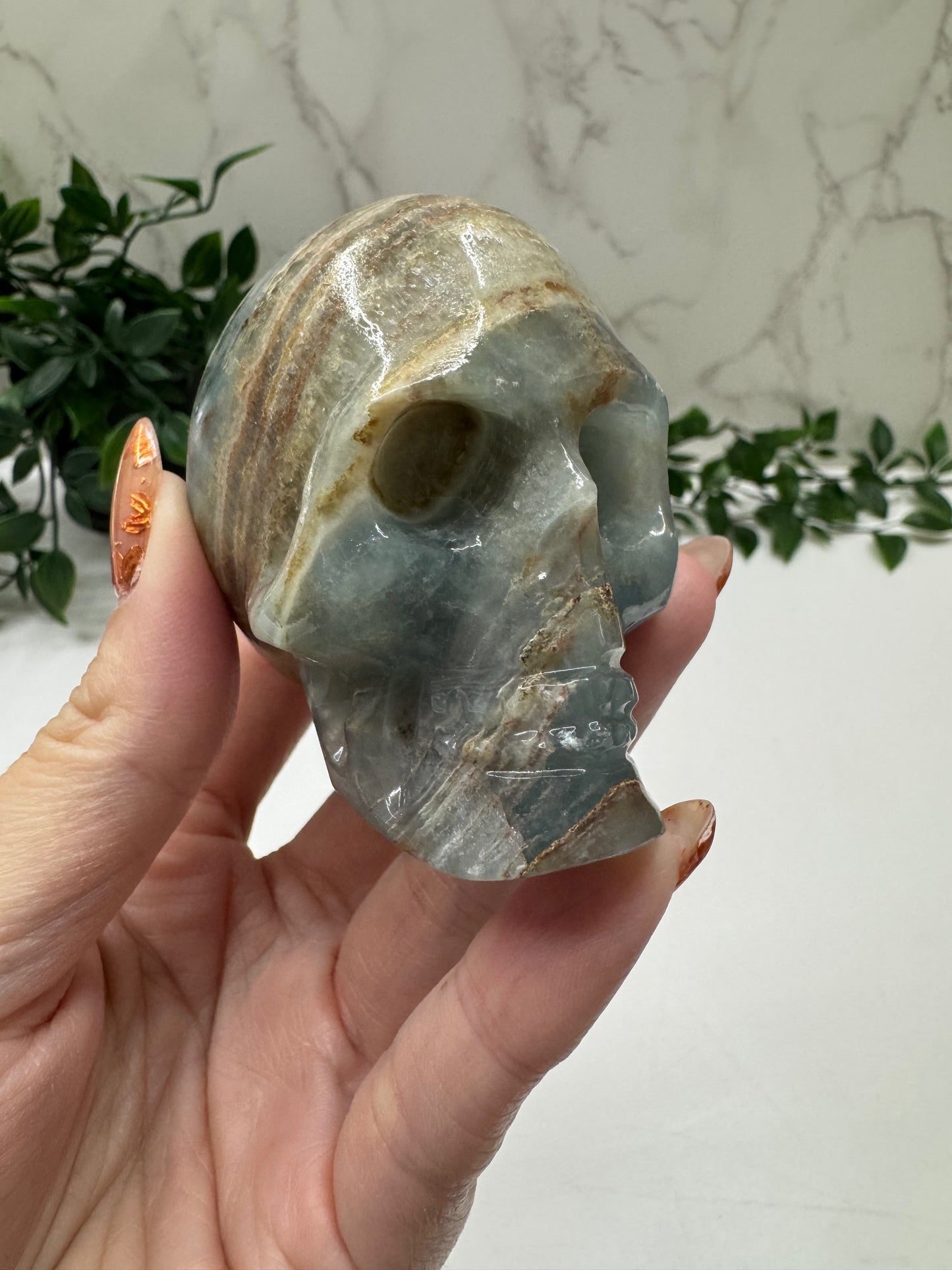Blue Onyx Skull