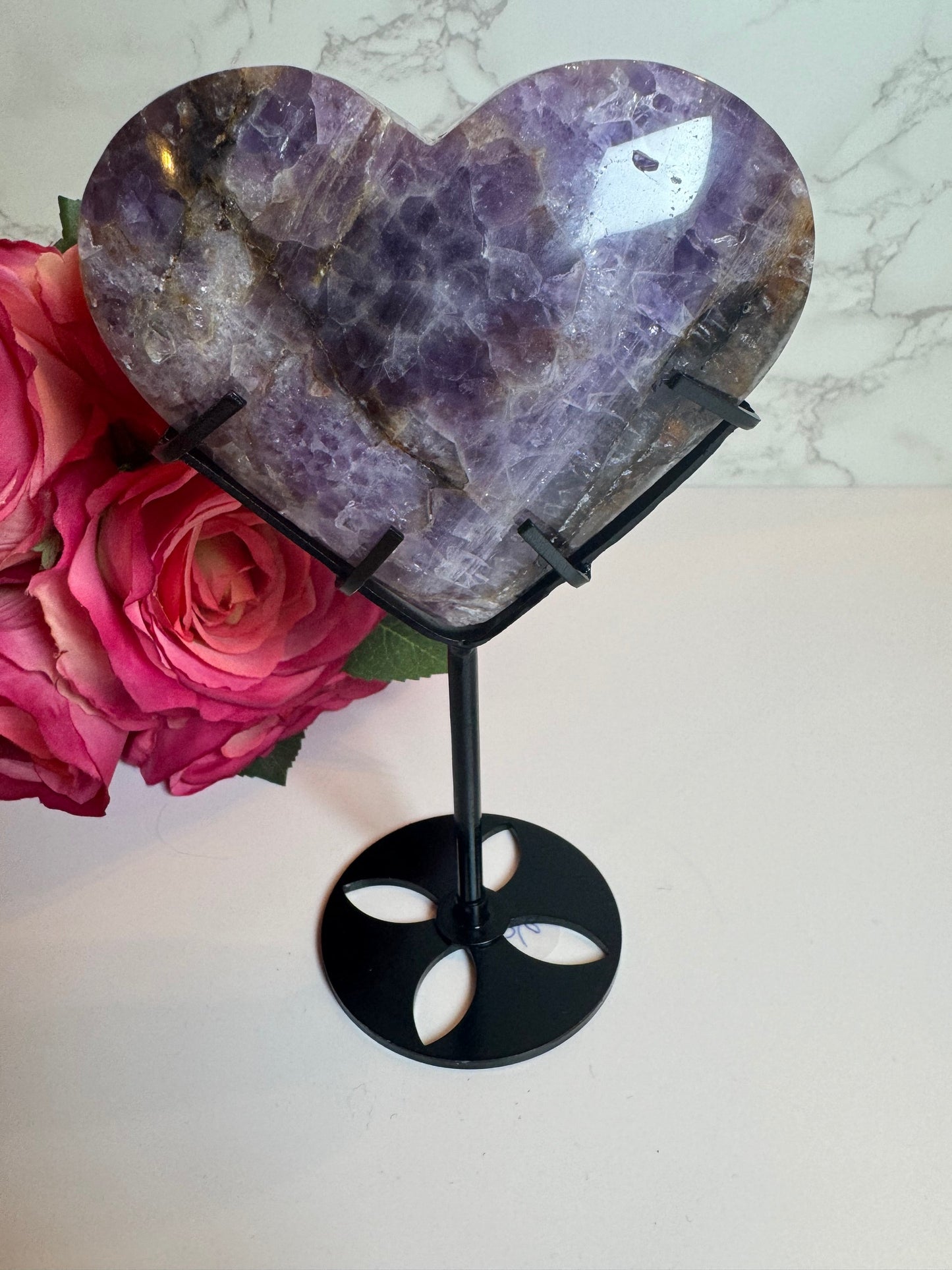 Amethyst Agate Heart on Stand Small