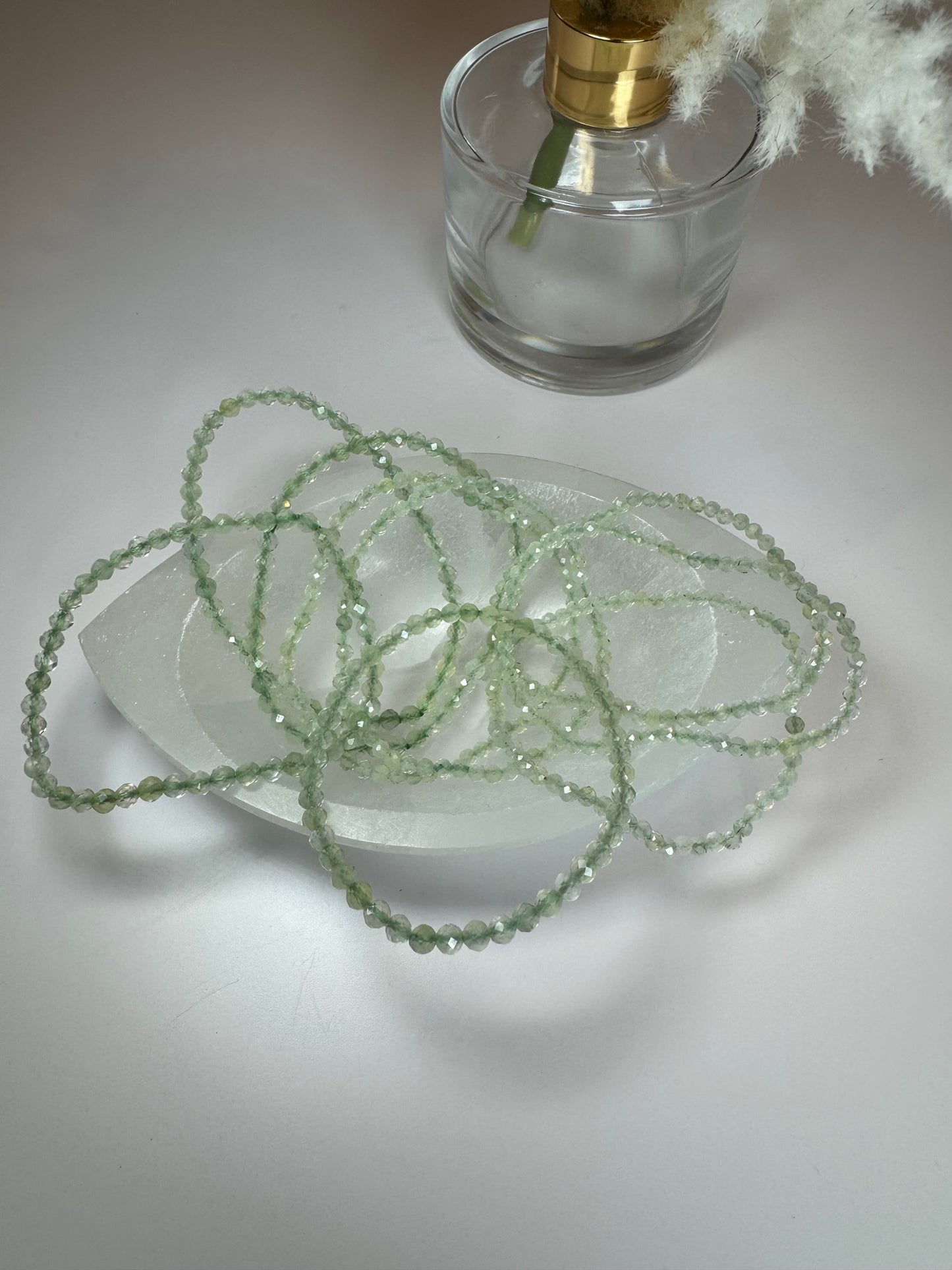 Faceted Prehnite Stretch Bracelet 3mm