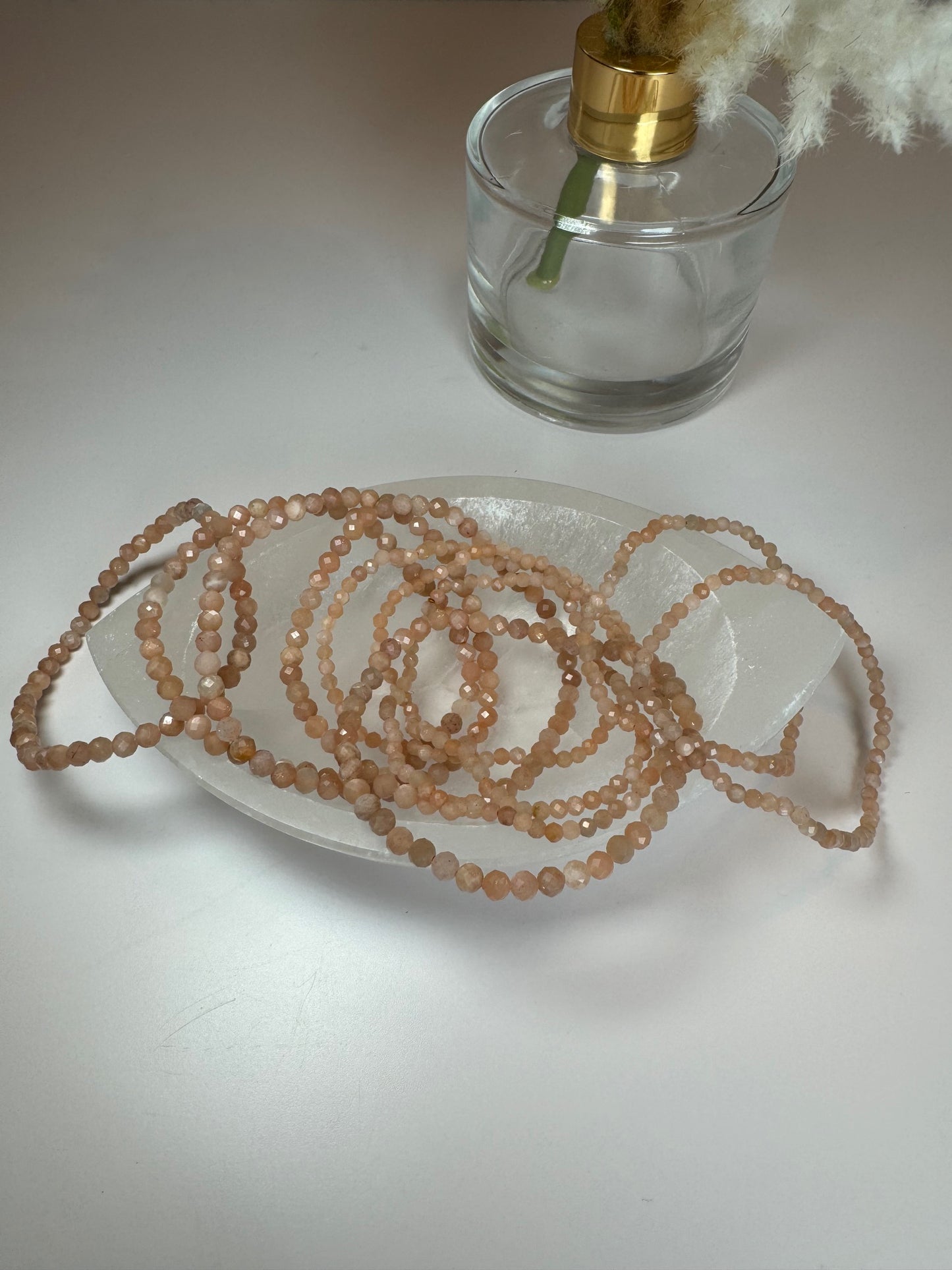 Faceted Sunstone Stretch Bracelet 3mm