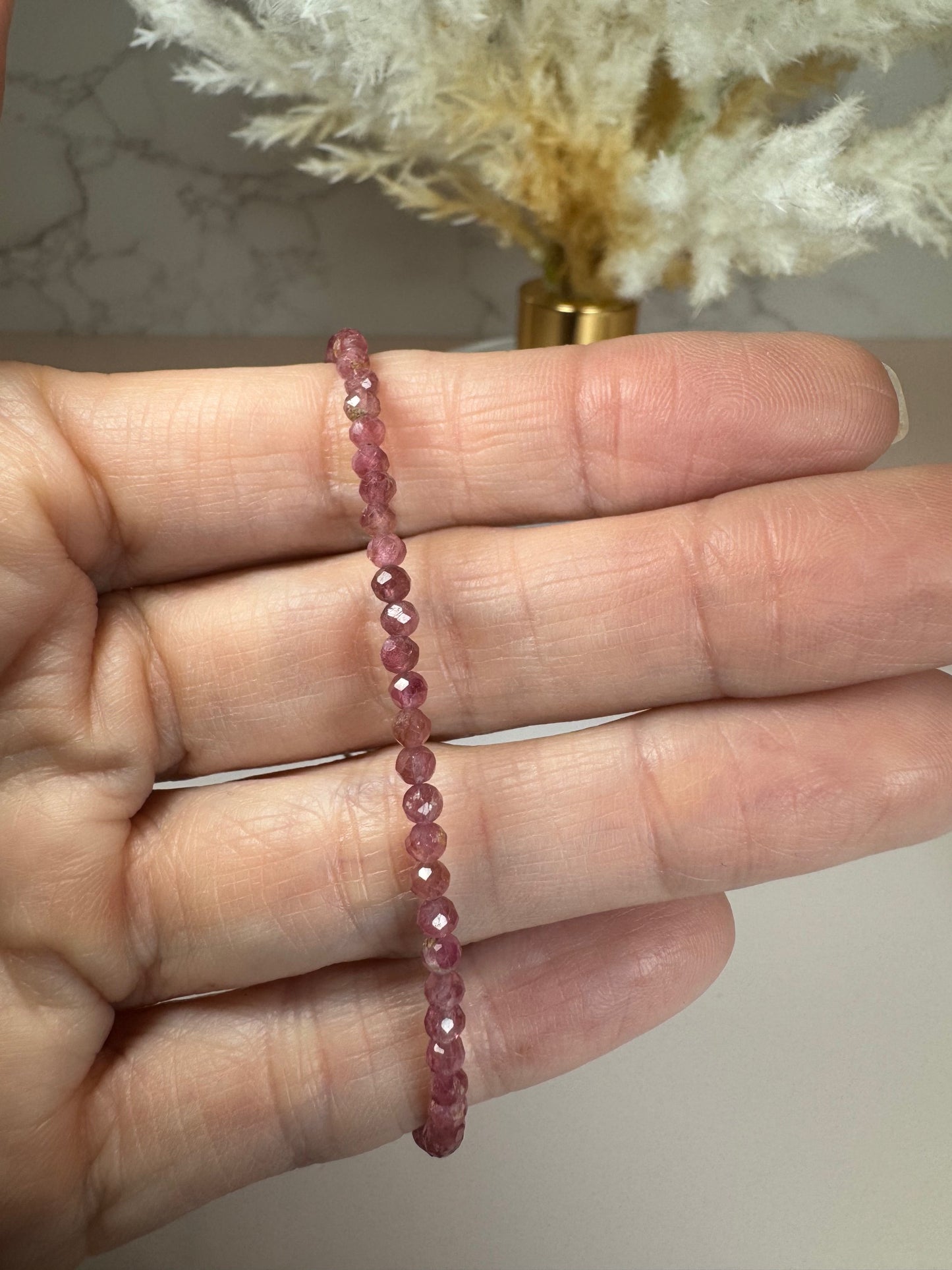 Faceted Pink Tourmaline Bracelet 3mm