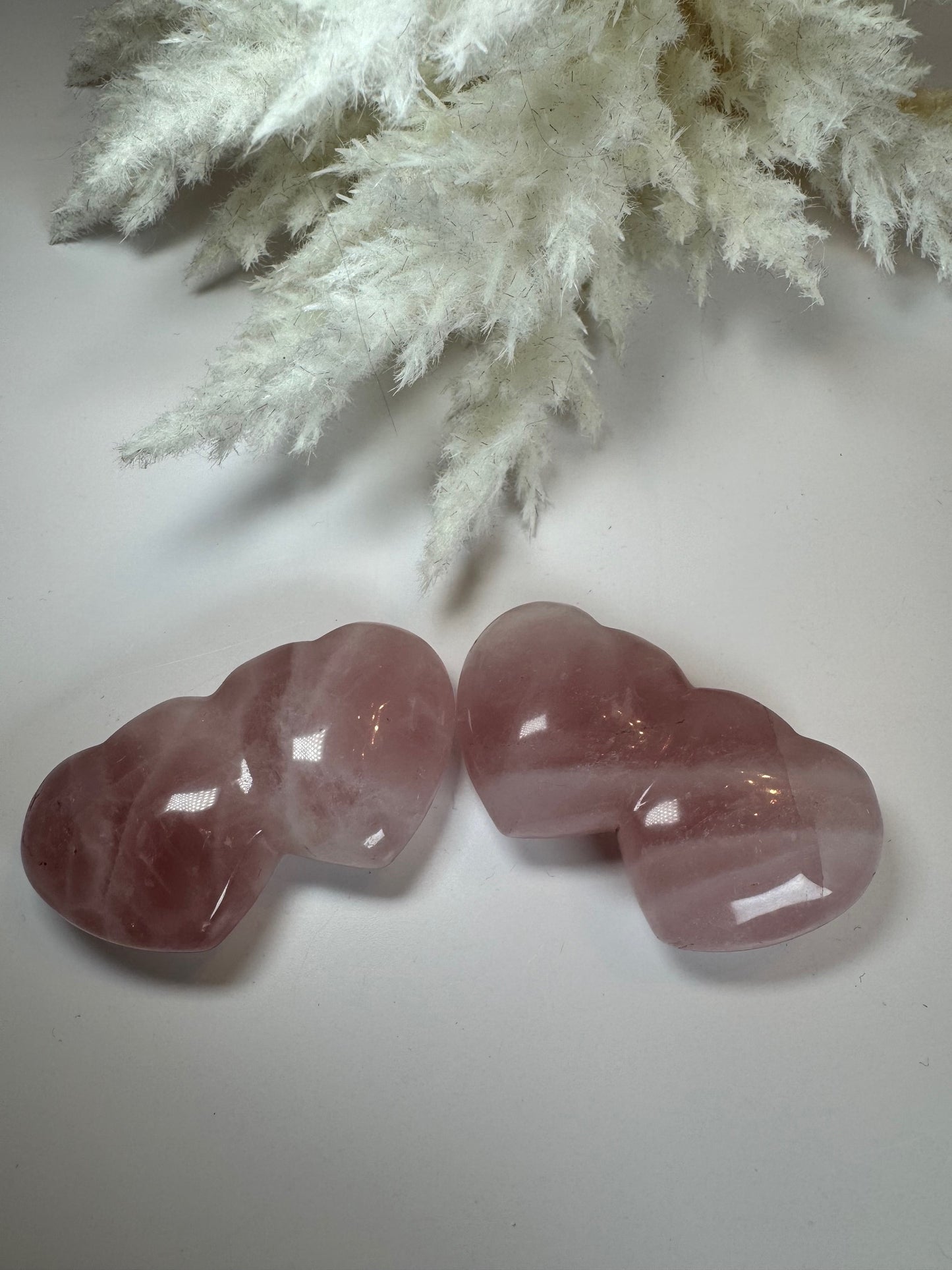 Rose Quartz Puffy Double Heart