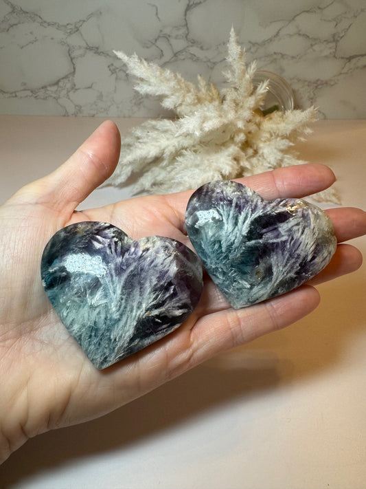 Feather Fluorite Hearts