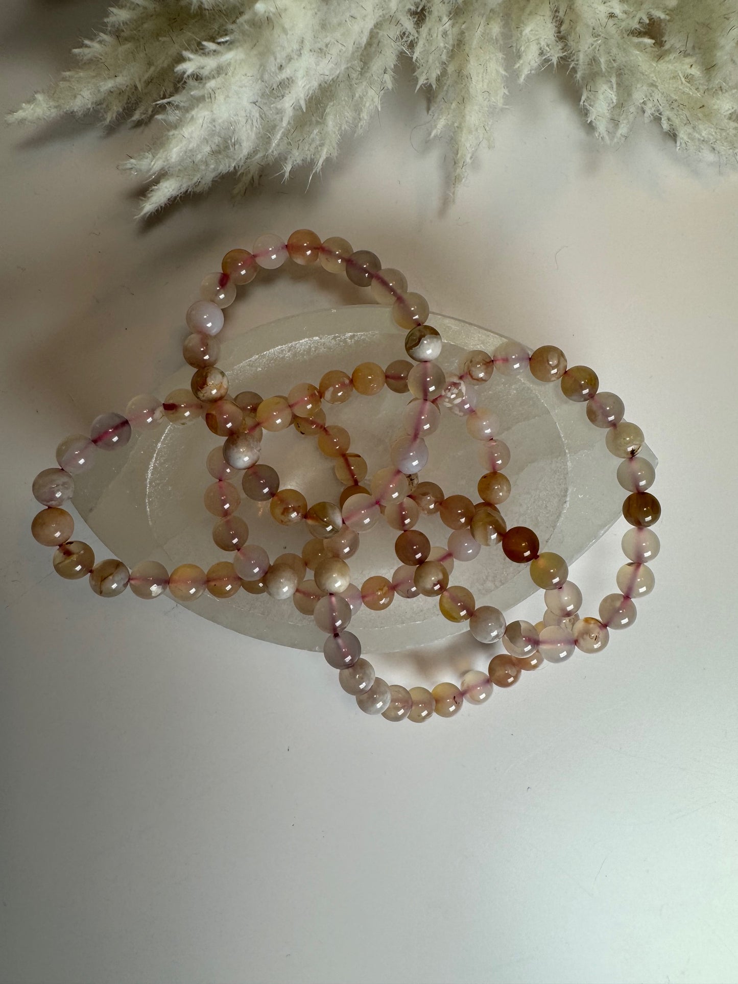 Flower Agate Stretch Bracelet 8mm