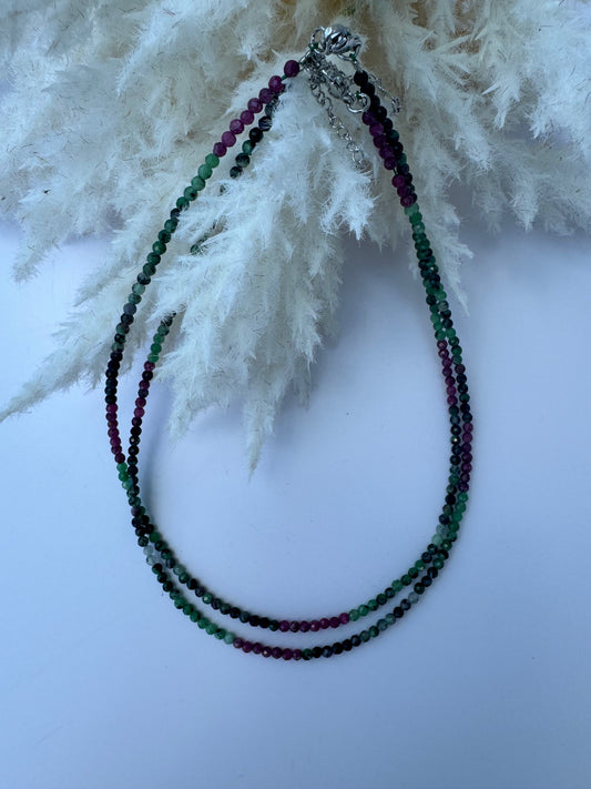 Ruby and Zoisite Faceted Necklace