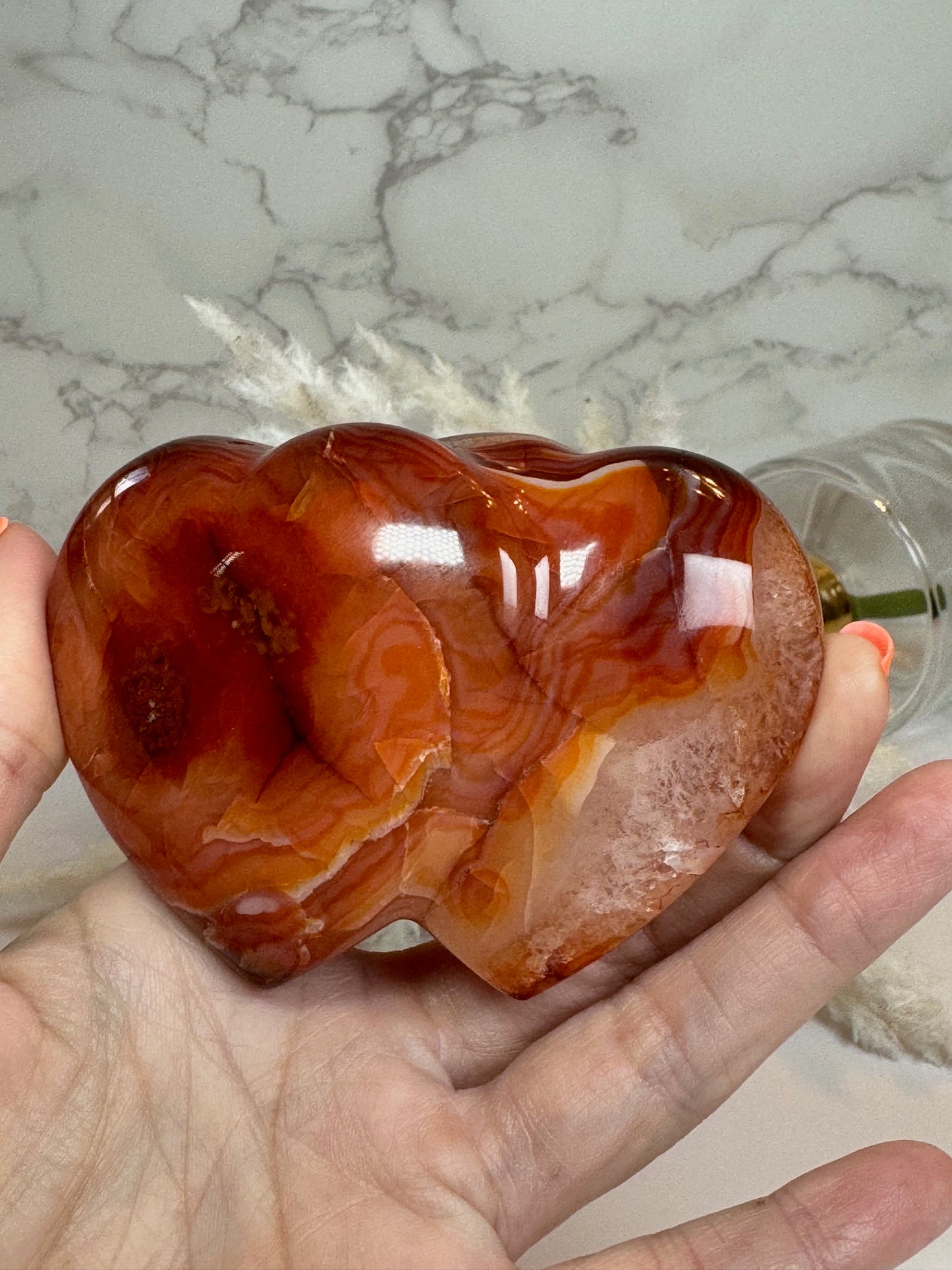 Carnelian Double Puffy Heart 22