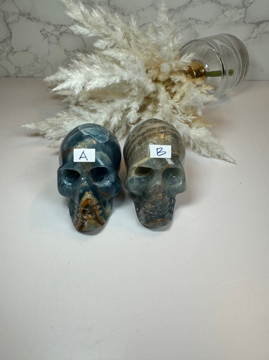 Blue Onyx Skulls