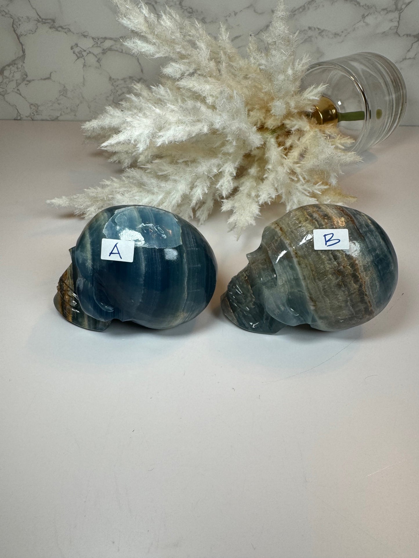 Blue Onyx Skulls