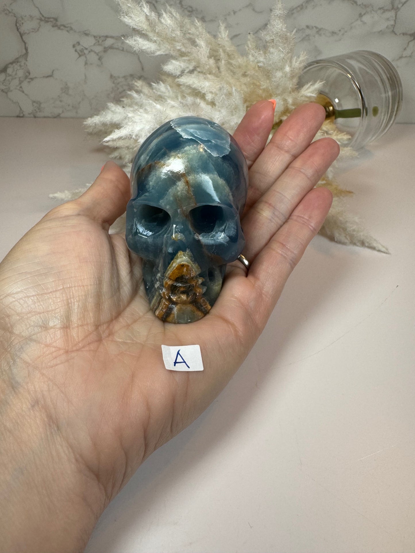 Blue Onyx Skulls