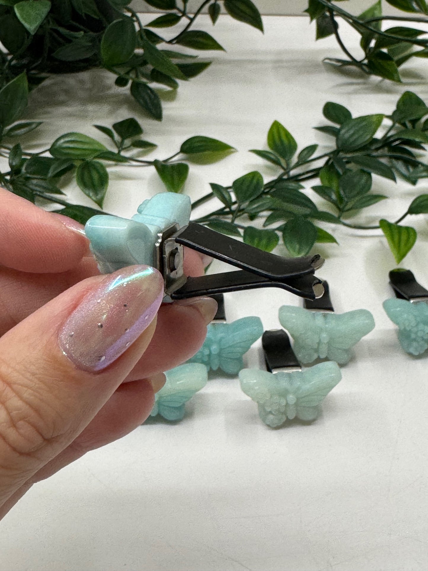Caribbean Calcite Butterfly Car Vent Clip