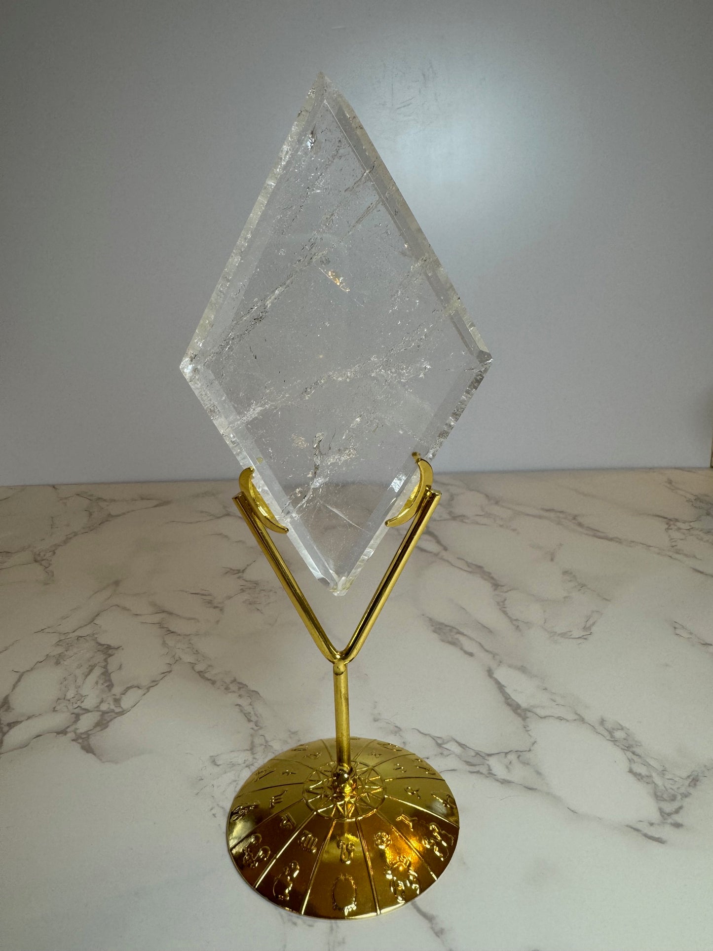 Clear Quartz Diamonds on Gold Stands