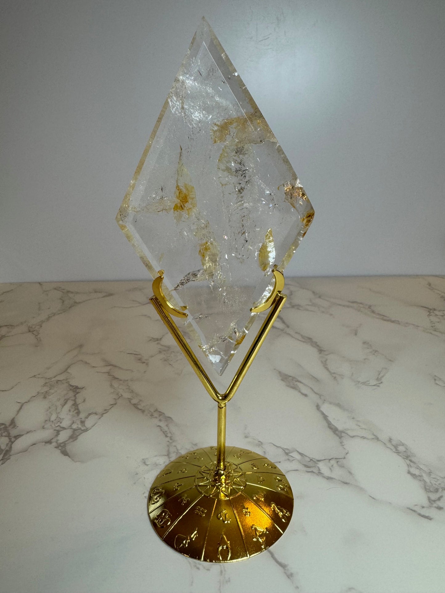 Clear Quartz Diamonds on Gold Stands