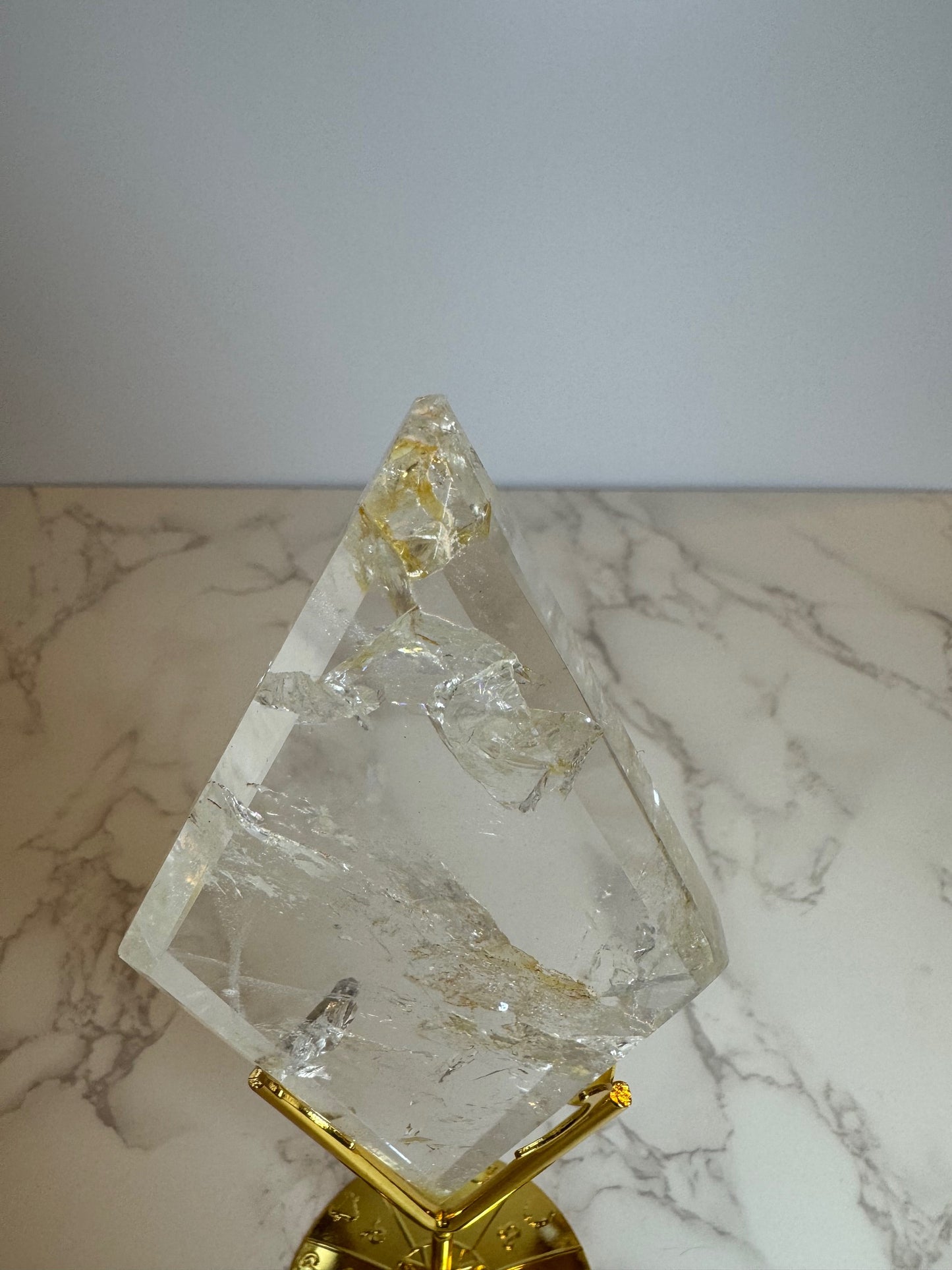 Clear Quartz Diamonds on Gold Stands