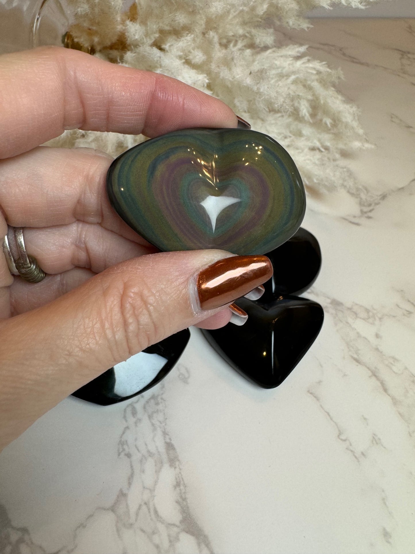 Rainbow Obsidian Hearts