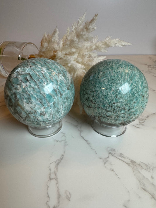 Amazonite Spheres with Smoky