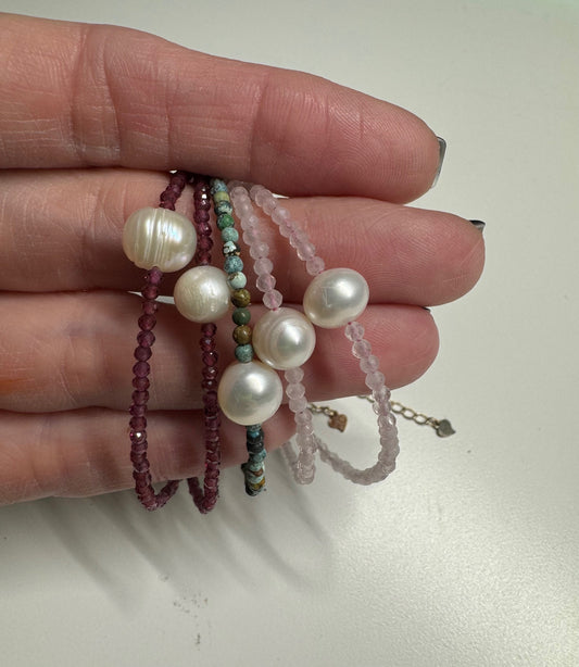 Faceted Bracelet with Pearl